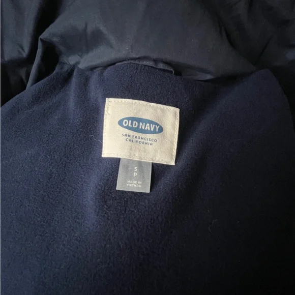 Old Navy Dark Blue Puffer Vest Full Zip fleece Lined Size-small - Picture 7 of 9
